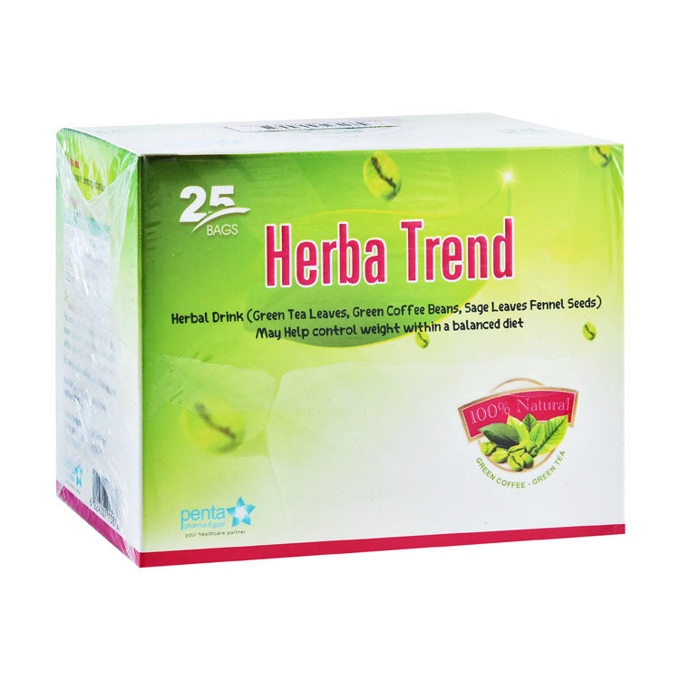 شراب هيربا تريند العشبي للتحكم بالوزن بأوراق الشاي الأخضر وحبوب القهوة الخضراء وبذور الشمر