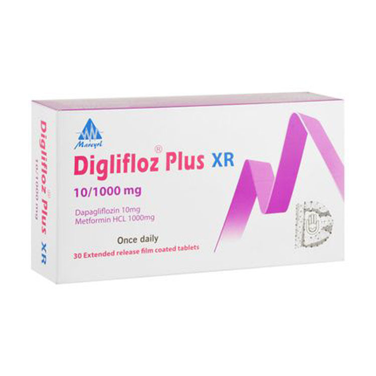 Diglifloz Plus XR 1000mg Metformin HCL & 10mg Dapagliflozin 30 tablets