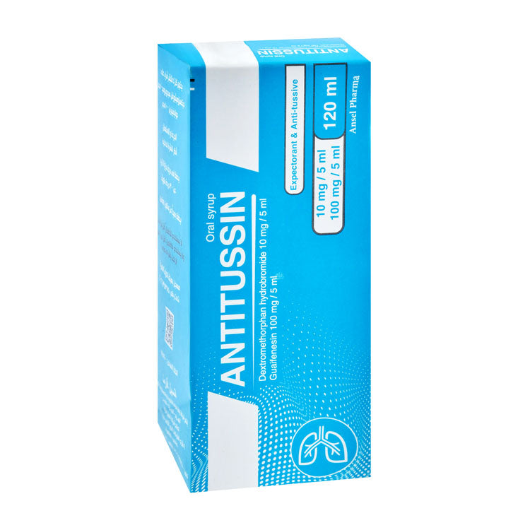 Antitussin 10mg/5ml Dextromethorphan Hydrobromide & 100mg/5ml Guaifenesin Expectorant & Antitussive Syrup