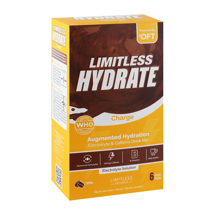 Limitless Naturals Hydrate Electrolyte & Caffeine Powder Drink Mix Sticks Coffee Flavor with Xylitol - GMO free, preservatives free, gluten free
