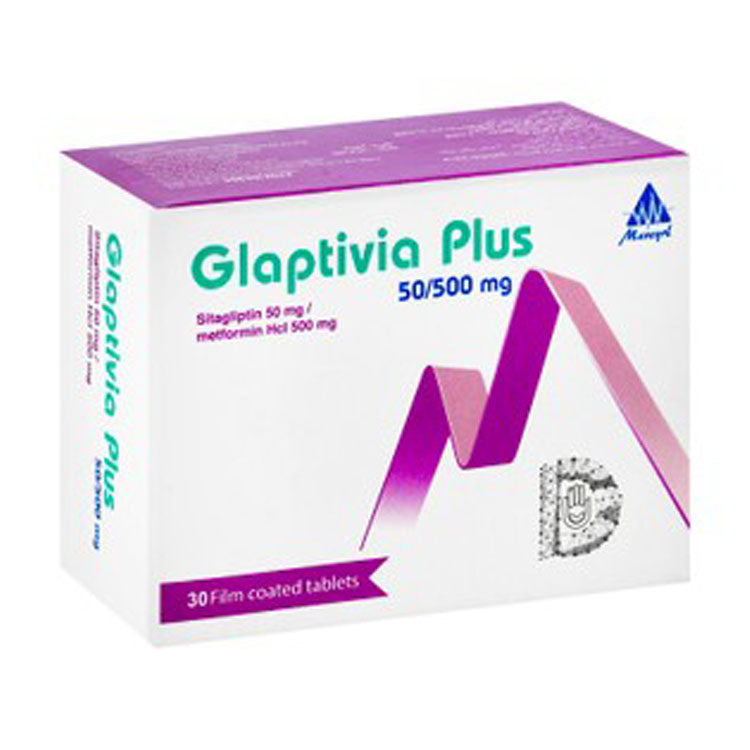 Glaptivia Plus 50mg Sitagliptin & 500mg Metformin HCL 30 tablets