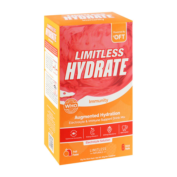 Limitless Naturals Hydrate 703mg Vitamin C & 300mg Elderberry Immunity Support Electrolyte Powder Drink Mix Sticks Fruit Fusion Flavor with Xylitol - GMO free, preservatives free, gluten free