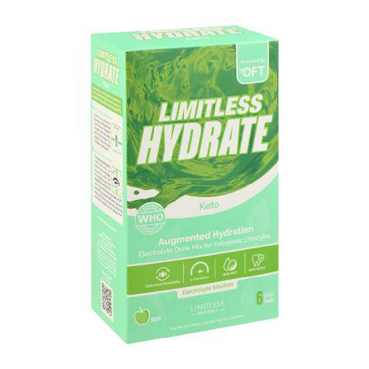 Limitless Naturals Hydrate Keto Electrolyte Powder Drink Mix Sticks Apple Flavor with Xylitol - GMO free, preservatives free, gluten free
