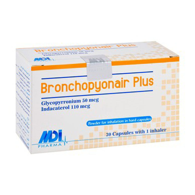 Bronchopyonair Plus 110mcg Indacaterol & 50mcg Glycopyrronium Inhalation Powder with Inhaler 30 capsules
