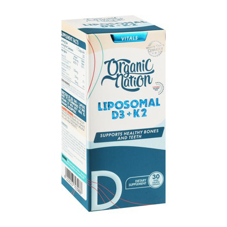Organic Nation 4000 IU Liposomal Vitamin D3 Bone & Teeth Health Support Supplement with Vitamin K2 30 capsules