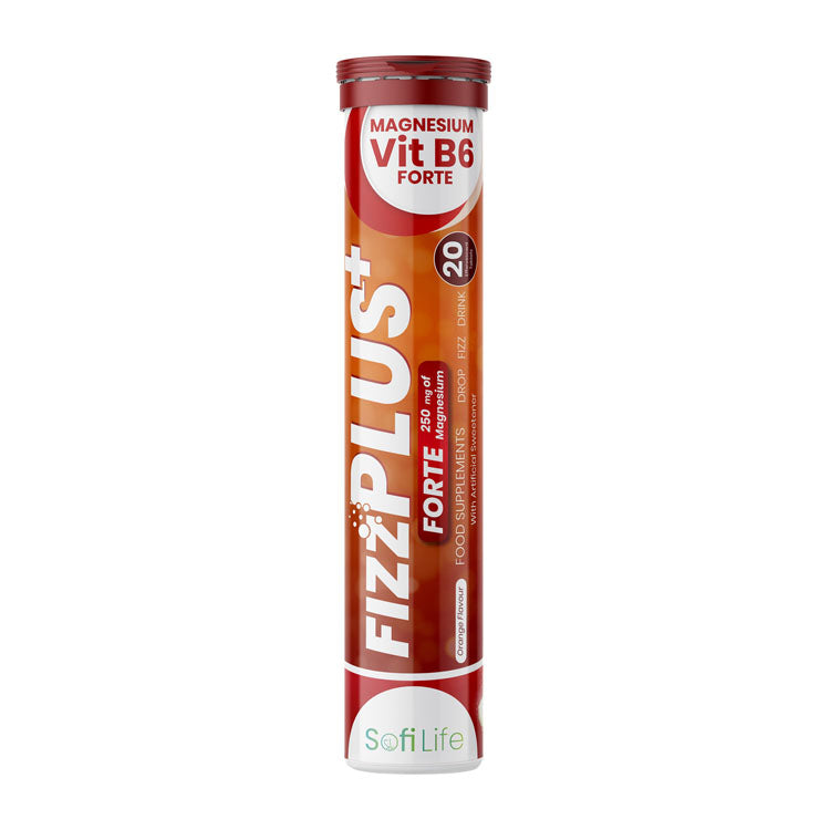 Sofi Life Fizz Plus Forte 250mg أقراص مغنيسيوم فوارة بنكهة البرتقال مع فيتامين ب6