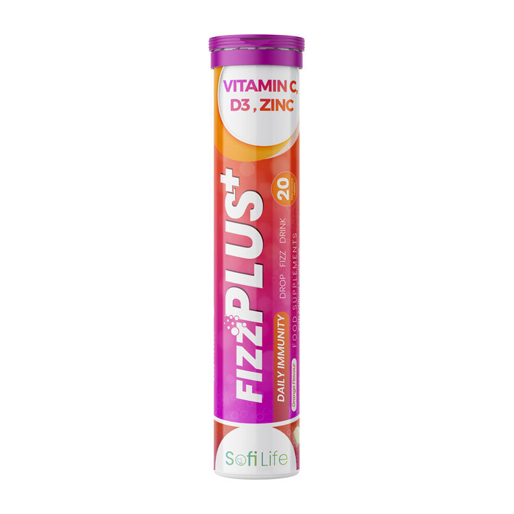 Sofi Life Fizz Plus 1000mg Vitamin C Immune System Support Effervescent Tablets Orange Flavor with Vitamin D3 & Zinc
