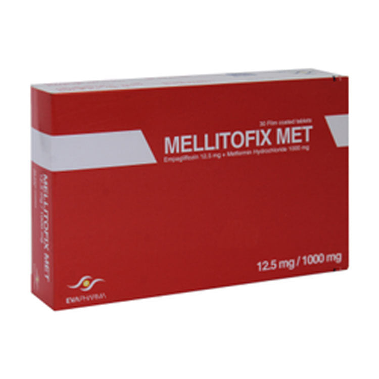 Mellitofix Met 12.5mg Empaglifloizin & 1000mg Metflormin Hydrocholride 30 tablets