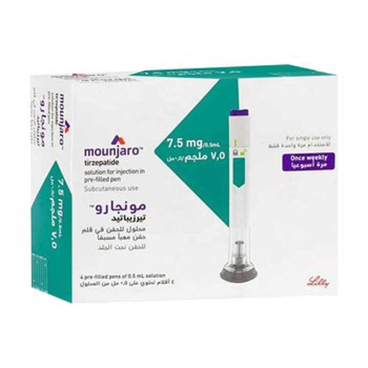 Mounjaro 7.5mg/0.5ml Tirzepatide Pre-Filled Solution Pens for Subcutaneous Injection 4 x 0.5 ml
