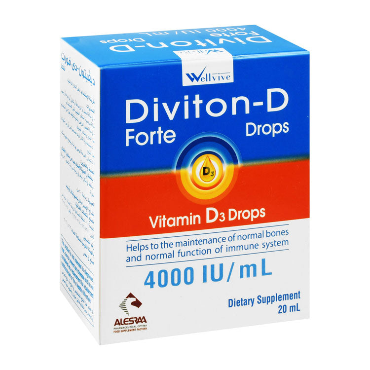 Diviton-D Forte 4000 IU Vitamin D3 Normal Bones & Immune System Function Maintaining Support Supplement Drops