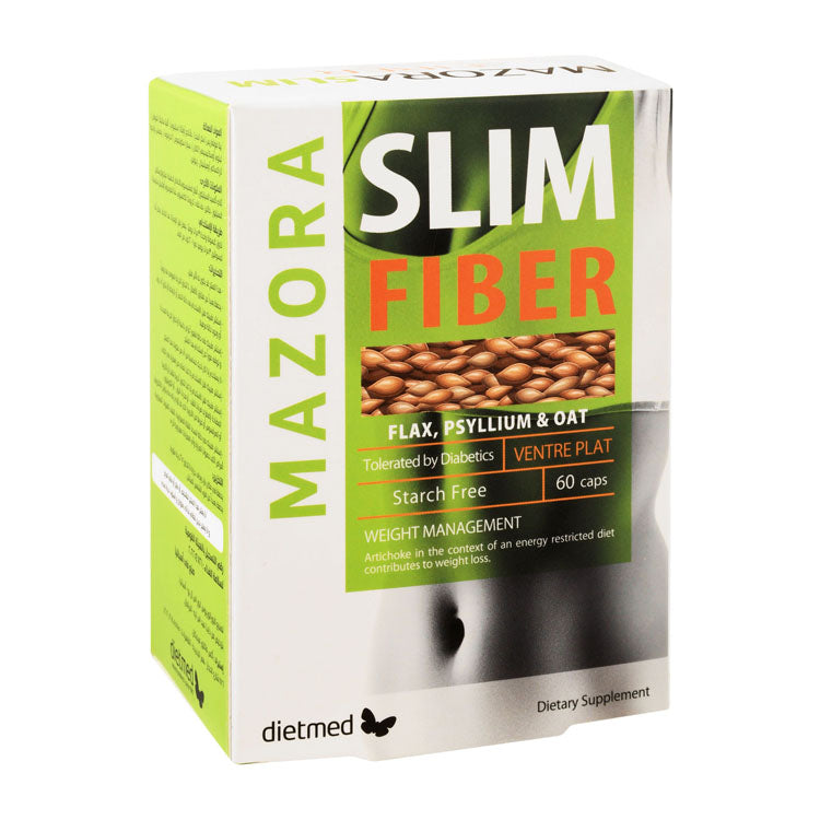 مكمل مازورا سليم فايبر لدعم فقدان الوزن مع الكتان والسيلليوم والشوفان - خالٍ من النشا