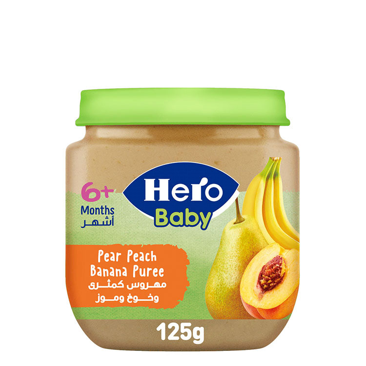 Hero Baby Pear, Peach & Banana Puree (6+ Months) - gluten free, preservatives free