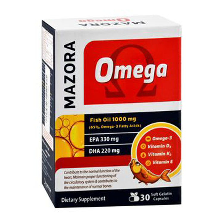 Mazora Omega 1000mg Fish Oil Brain, Heart Circulatory System Support Function with EPA & DHA 30 capsules