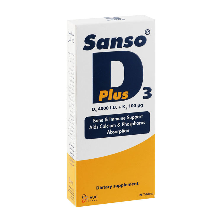 Sanso Plus 4000 IU Vitamin D3 & 100mcg Vitamin K2 Bone & Immune Support Supplement