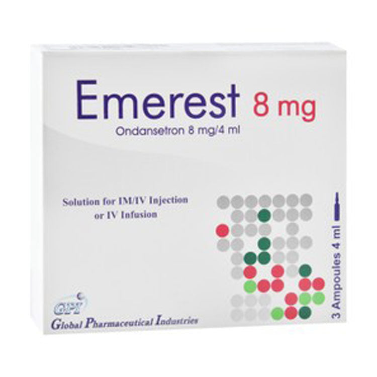 Emerest 8mg/4ml Ondansetron Solution Ampoules for Intramuscular & Intravenous Injection or Infusion 3 x 4 ml