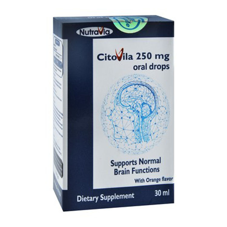 Nutravia Citovila 250mg Citicoline قطرات مكمل غذائي لدعم وظائف الدماغ الطبيعية بنكهة البرتقال 30 مل