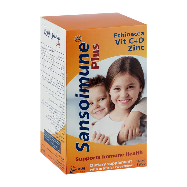 سانسويميون بلس كيدز 126 ملغ شراب مكمل لدعم المناعة بفيتامين سي مع الزنك وفيتامين د وخلاصة الإشيناسيا