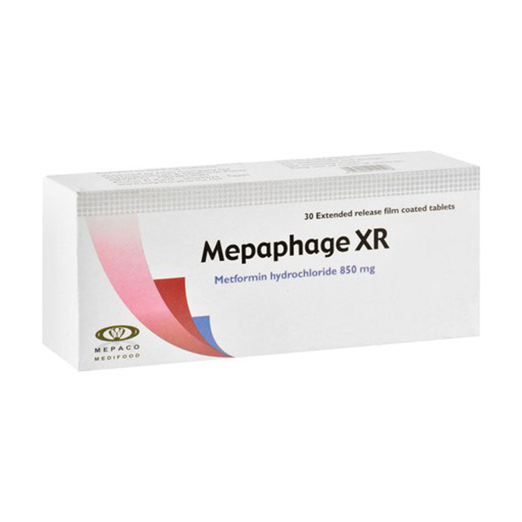 Mepaphage XR 850mg Metformin Hydrochloride 30 tablets