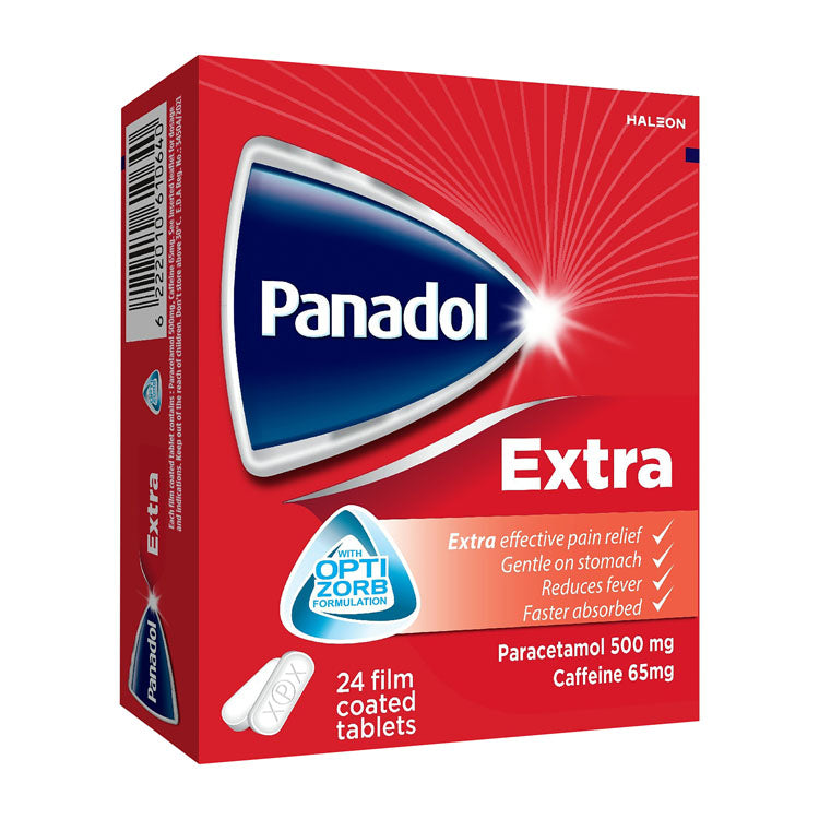Panadol Extra Optizorb 500mg Paracetamol & 65mg Caffeine for Pain & Fever Relief