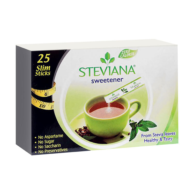Steviana Zero Calorie Sweeteners (25 Sticks) - aspartame free, sugar free, preservatives free