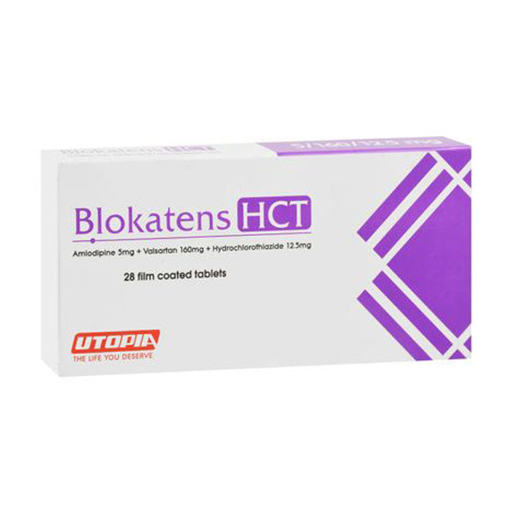 Blokatens HCT 5mg Amlodipine, 160mg Valsartan & 12.5mg Hydrochlorothiazide 28 tablets
