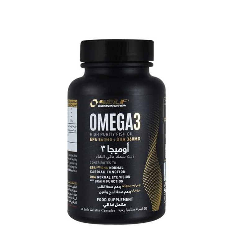 Self Omninutrition 1000mg Omega 3 Cardiac, Eye & Brain Support Supplement - doping free, banned substance free, hormones free 30 softgels
