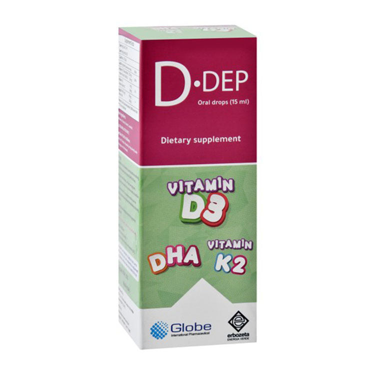 D.Dep 10mcg Vitamin D3 Oral Supplement Drops with Vitamin K2 & DHA - gluten free, lactose free
